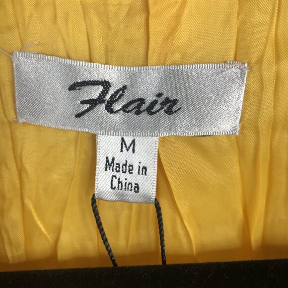 Flair Jacket Womens Medium Yellow Crinkle Accordion Art To Wear Bright Mod  NEW - Picture 9 of 15